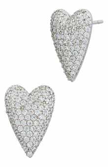 SAVVY CIE JEWELS CZ Pavé Heart Stud Earrings