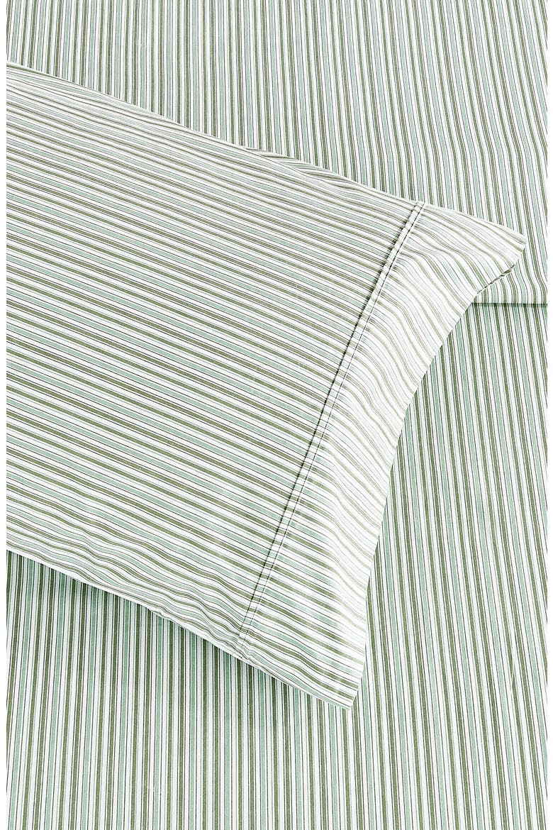 Percale Stripe 200 Thread Count Sheet Set, Alternate, color, GREEN