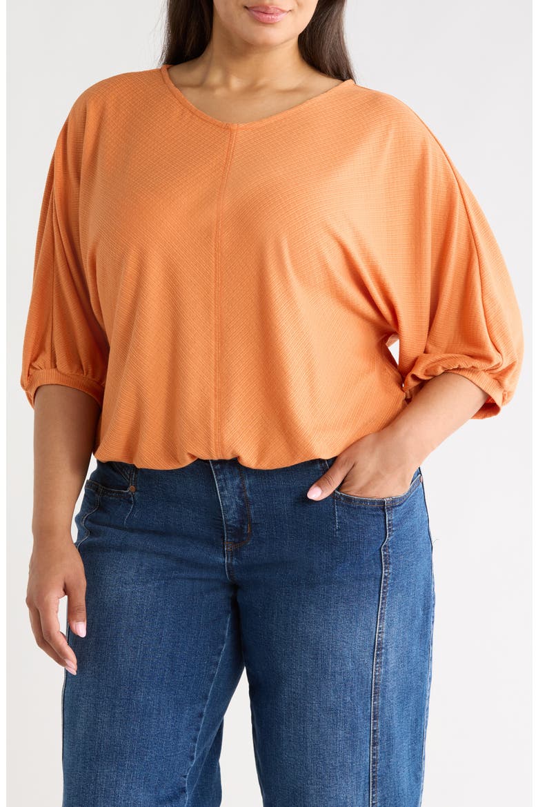 Elbow Sleeve Blouson Top, Main, color, ROASTED CARROT