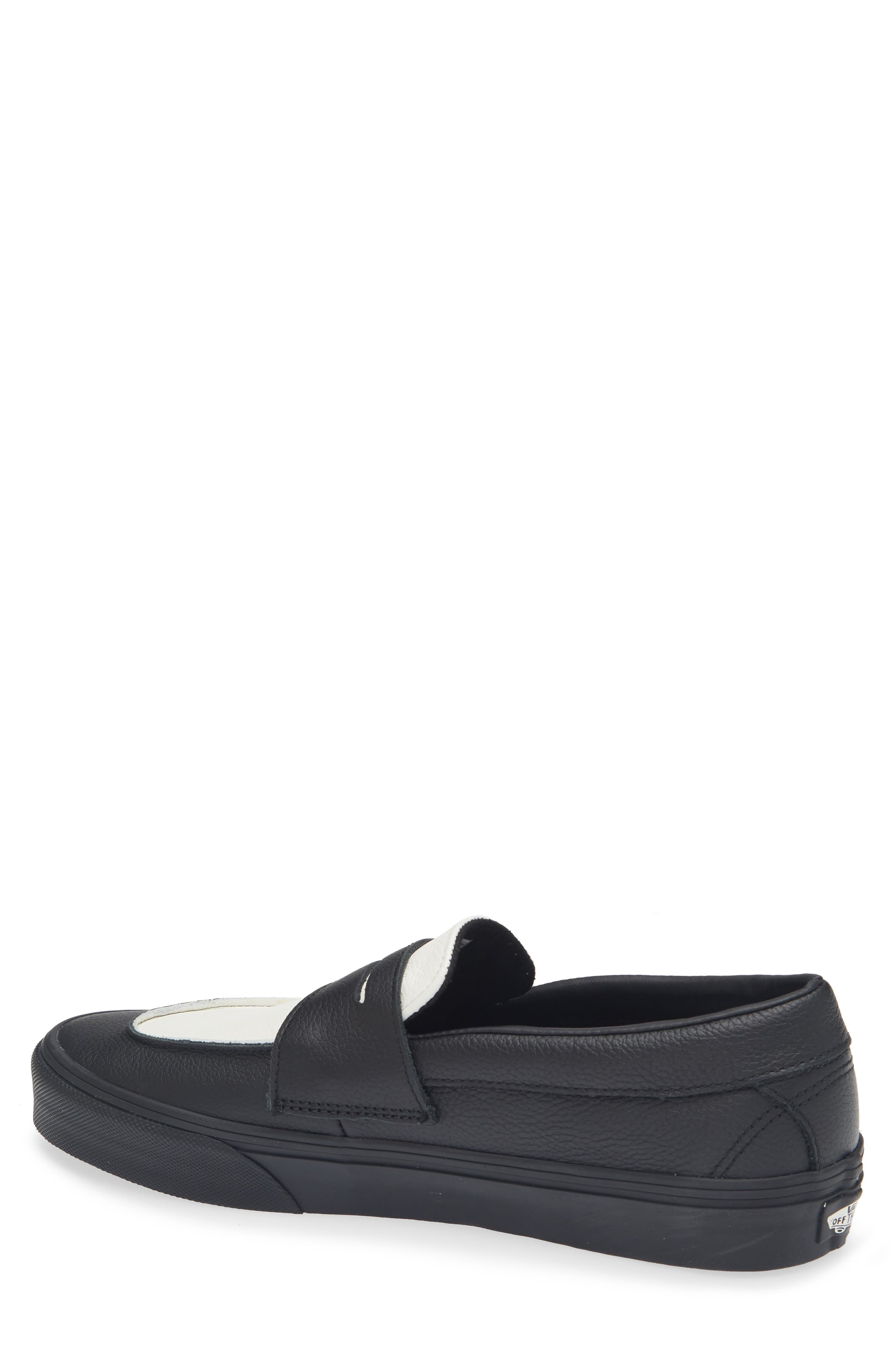Vans Two-Tone Leather Penny Loafer, Alternate, color, Leather Black/Marshmallow