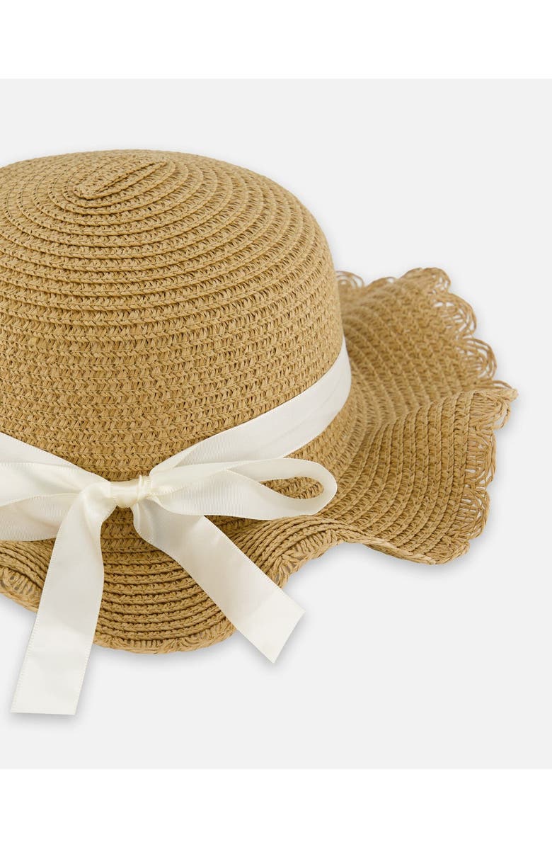 Deux par Deux Straw Hat Adorned With A White Ribbon, Alternate, color, 