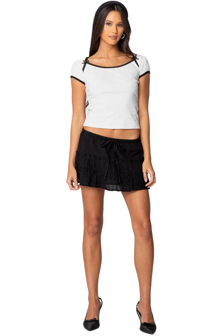 Rashelle Contrast Bow Top, Alternate, color, WHITE