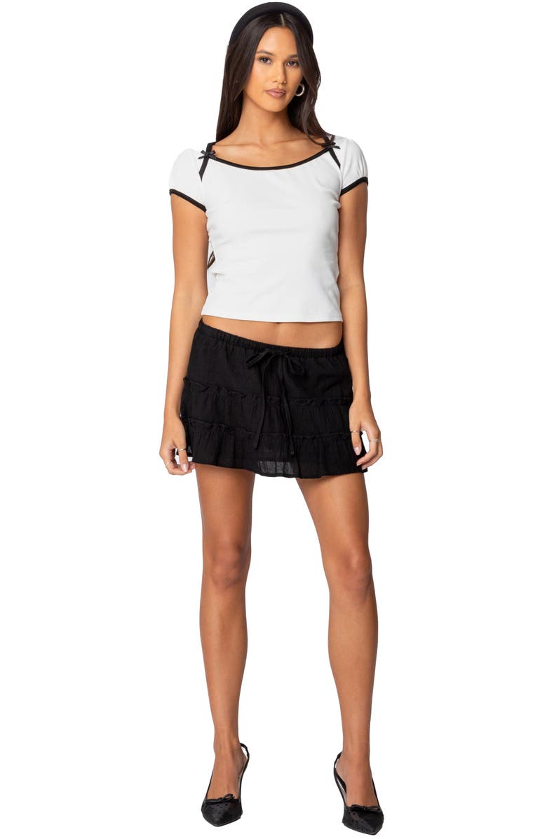 EDIKTED Rashelle Contrast Bow Top, Alternate, color, White