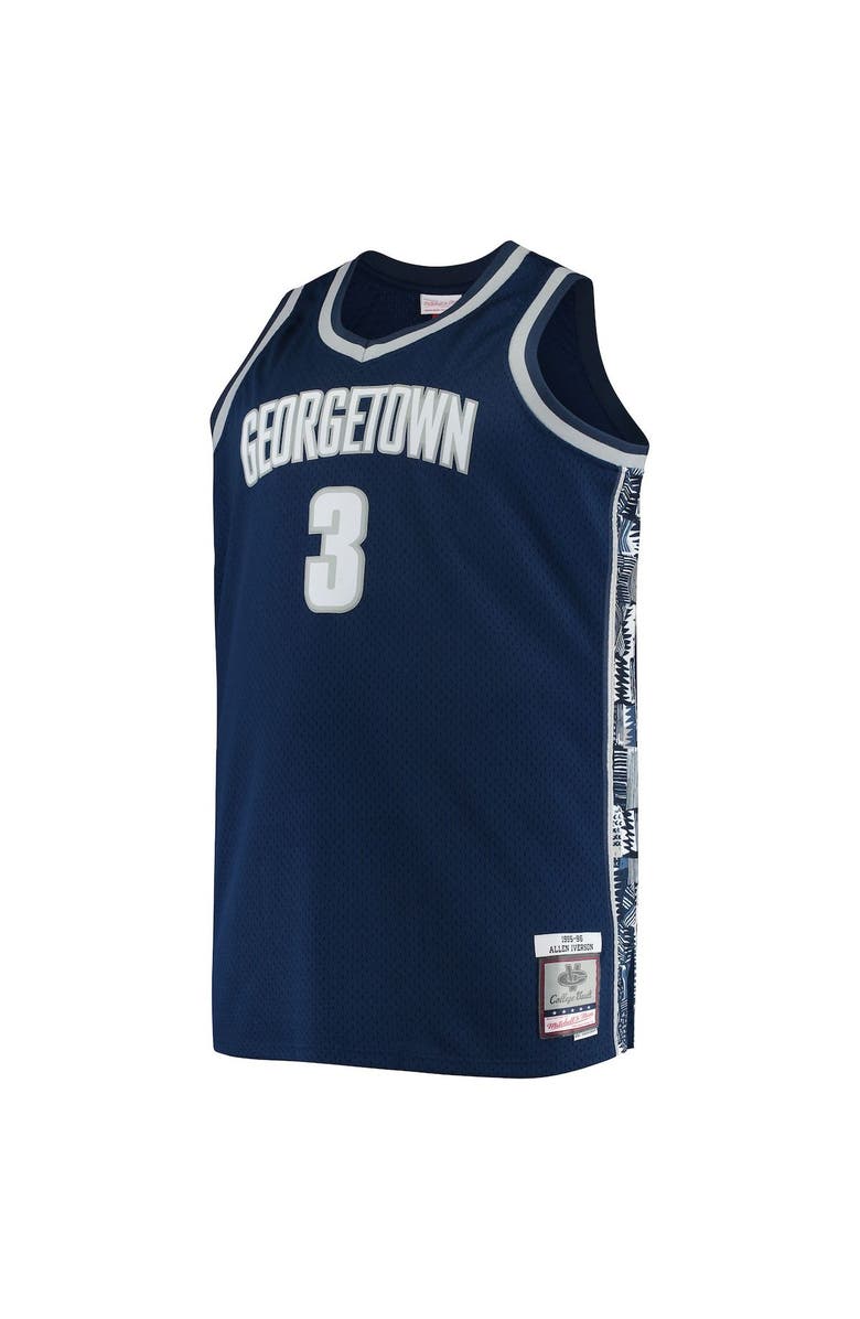 Mitchell & Ness Men's Mitchell & Ness Allen Iverson Navy Georgetown Hoyas Big & Tall 1995/96 Replica Player Jersey, Alternate, color, 