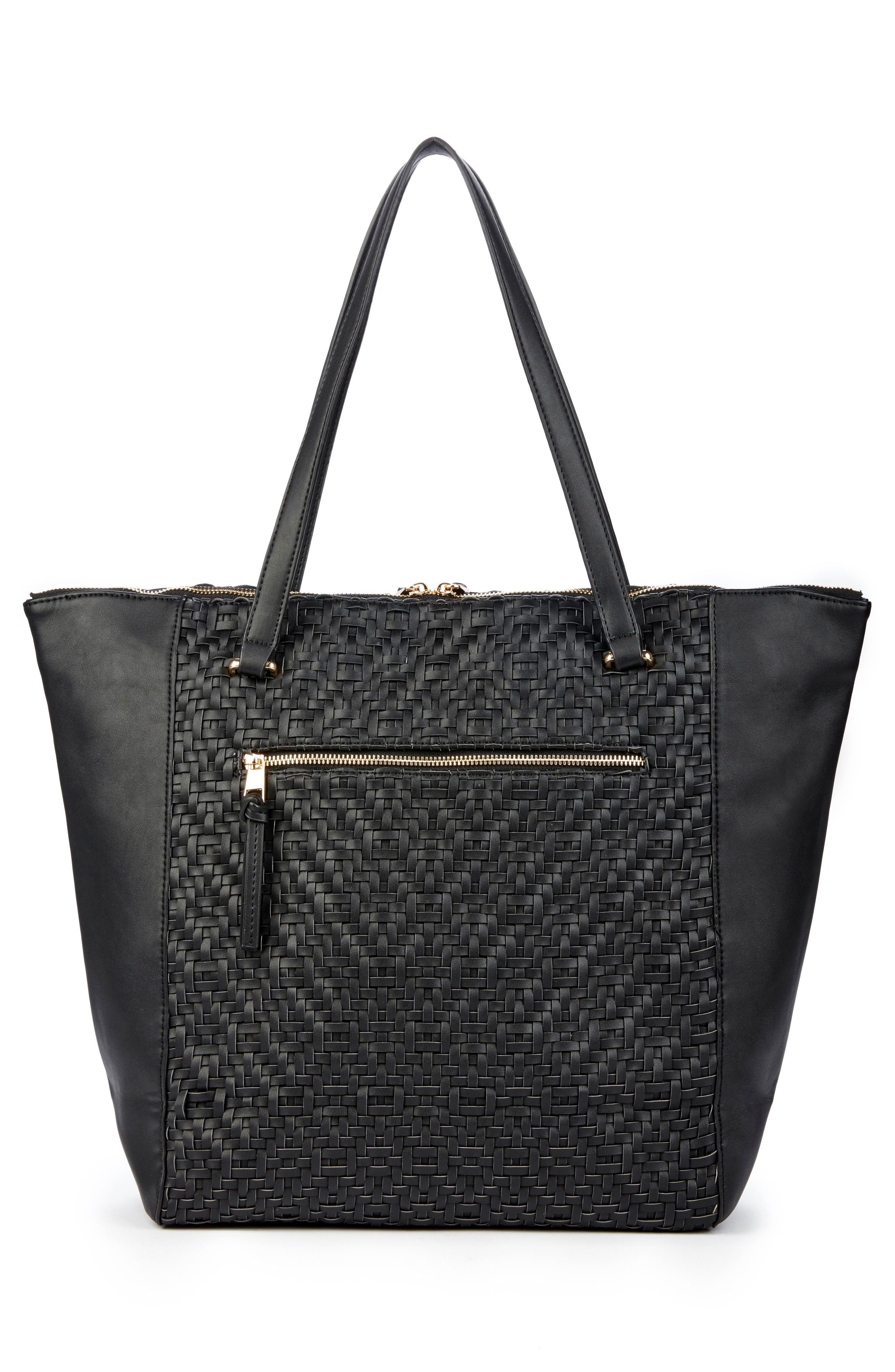 Sole Society Woven Faux Leather Tote, Alternate, color, 