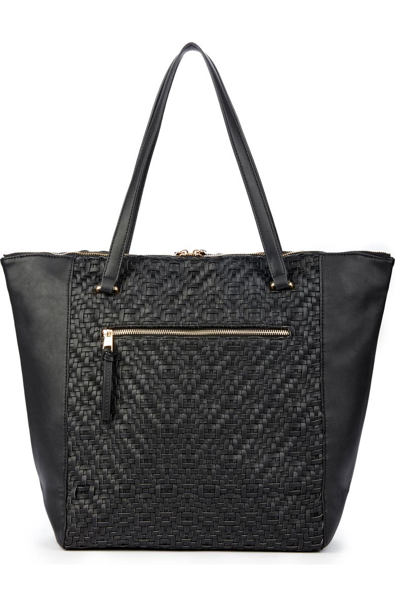 Sole Society Woven Faux Leather Tote, Alternate, color,