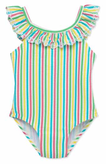 Little Me Stripe Ruffle One-Piece Swimsuit