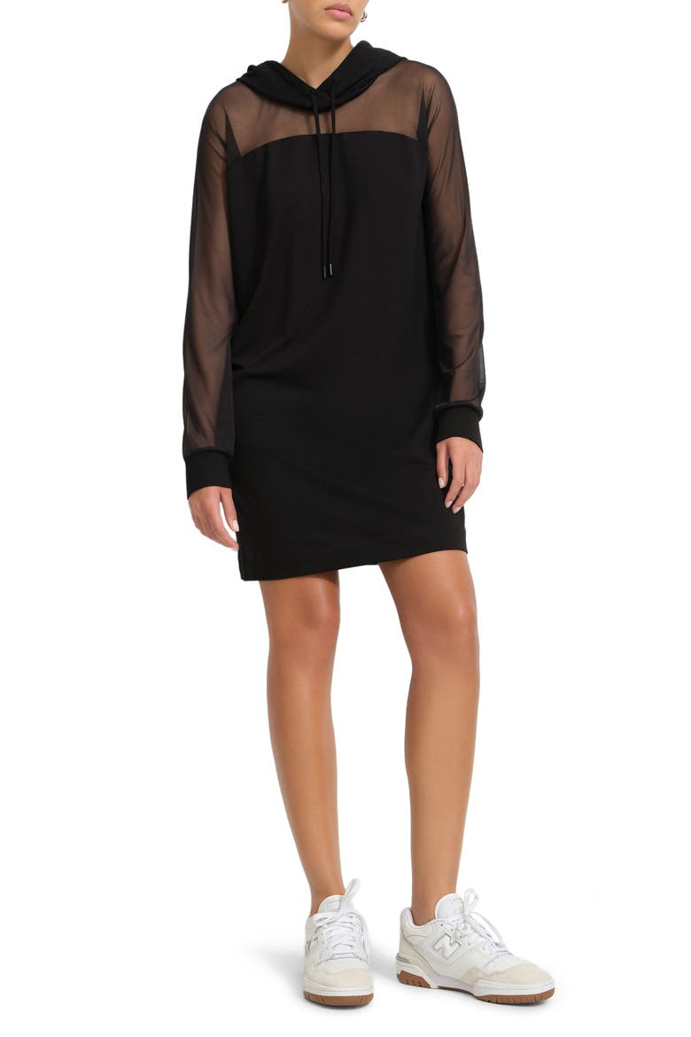 Park Hooded Sweatshirt Dress, Main, color, BLACK