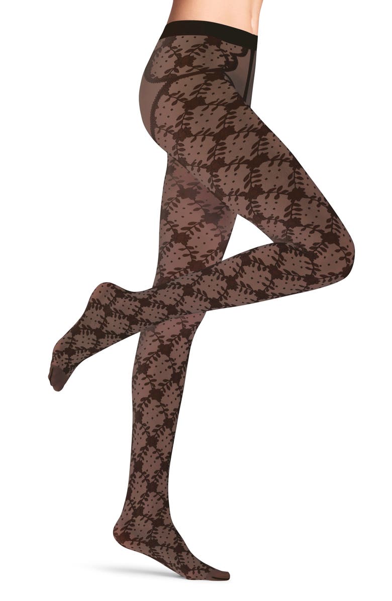 Falke Floral Tights, Main, color, 