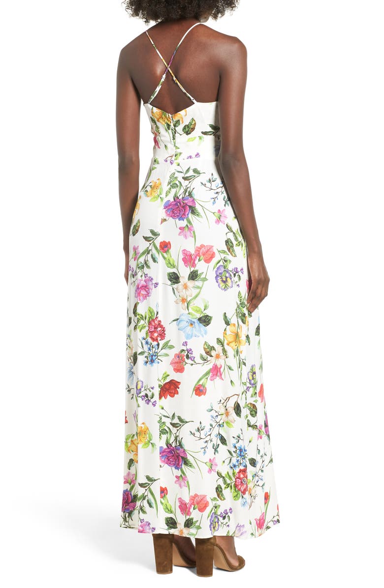 AFRM Marie Twisted Knot Front Maxi Dress, Alternate, color, Multi Floral