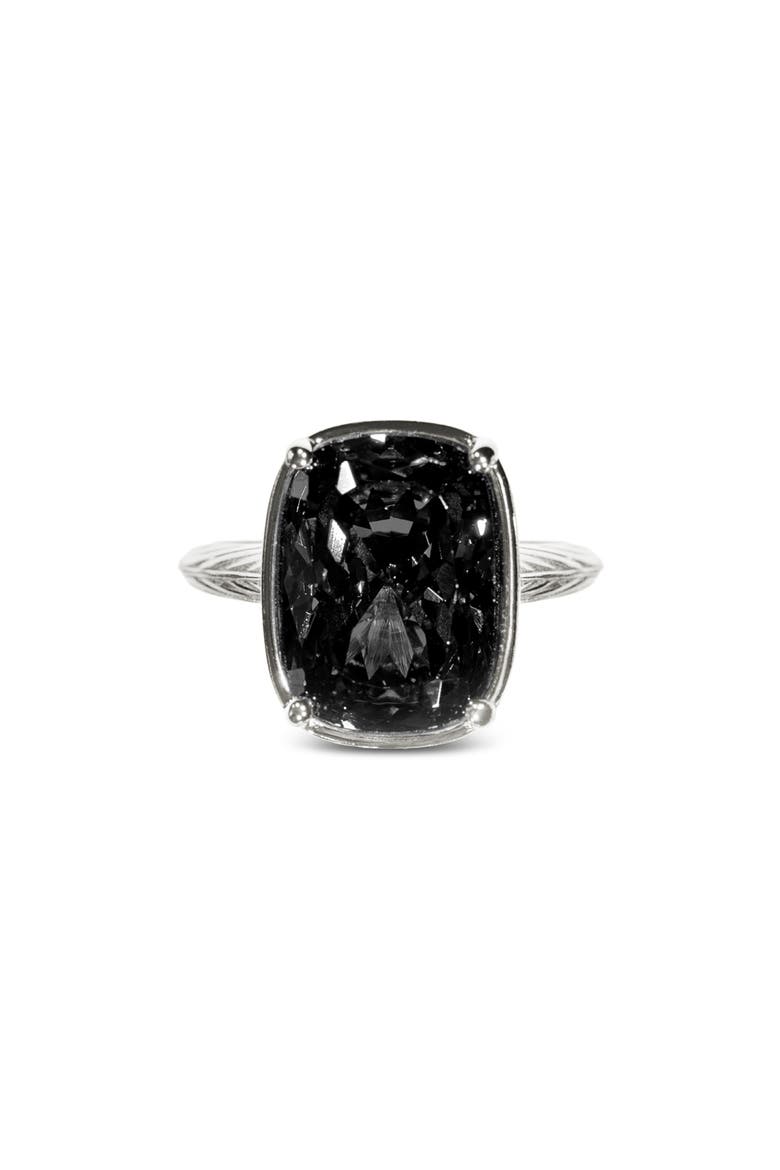 Cushion Cut Statement Ring, Main, color, BLACK/ SILVER