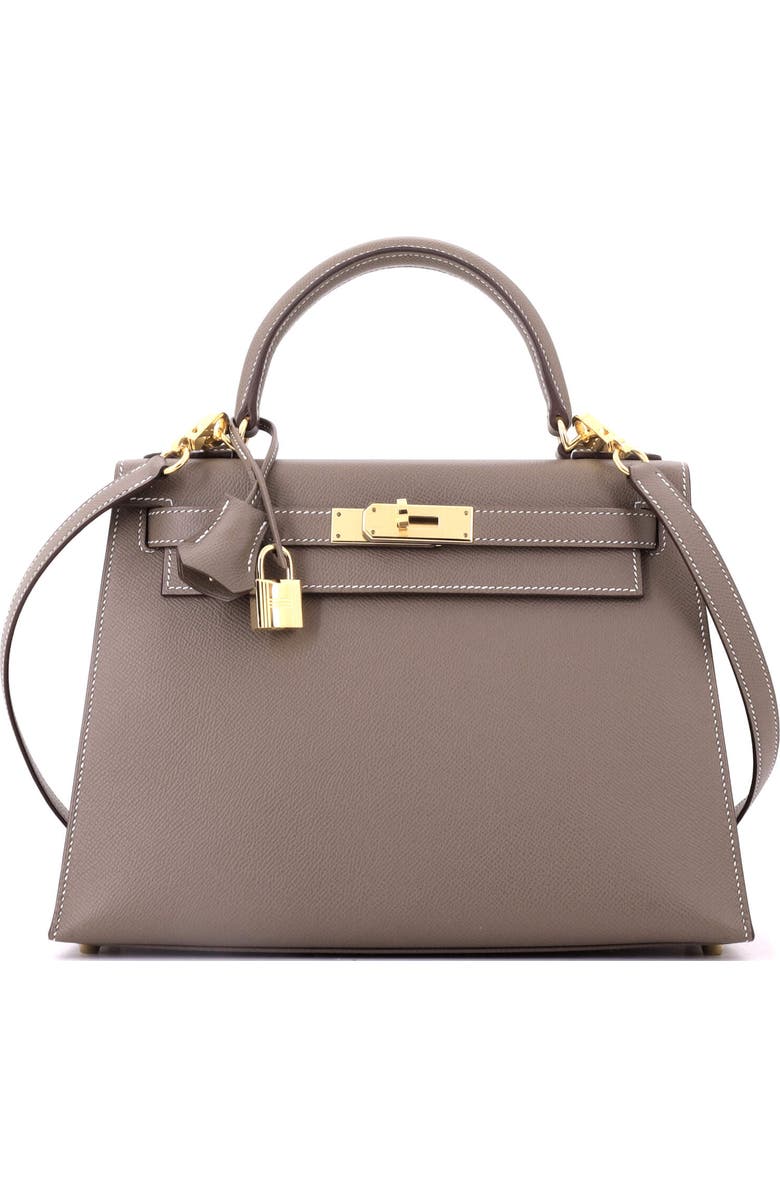 Pre-Owned Hermes Kelly Handbag Grey Epsom with Gold Hardware 28, Main, color, Etoupe