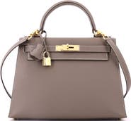 Pre-Owned Hermes Kelly Handbag Grey Epsom with Gold Hardware 28