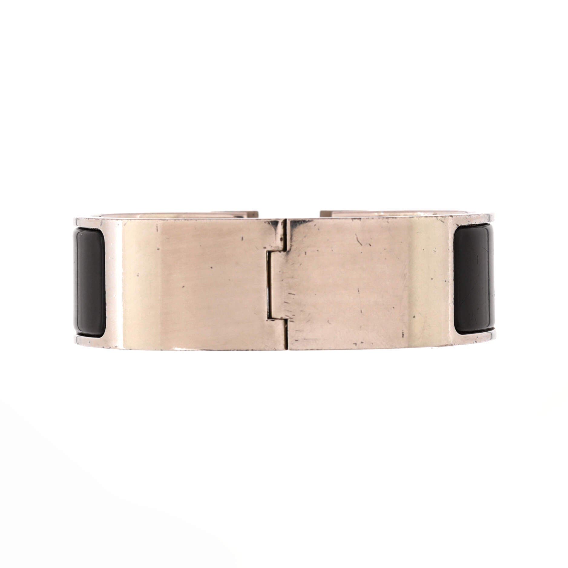 Pre-Owned Hermes Clic H Bracelet Enamel Wide, Alternate, color, Black