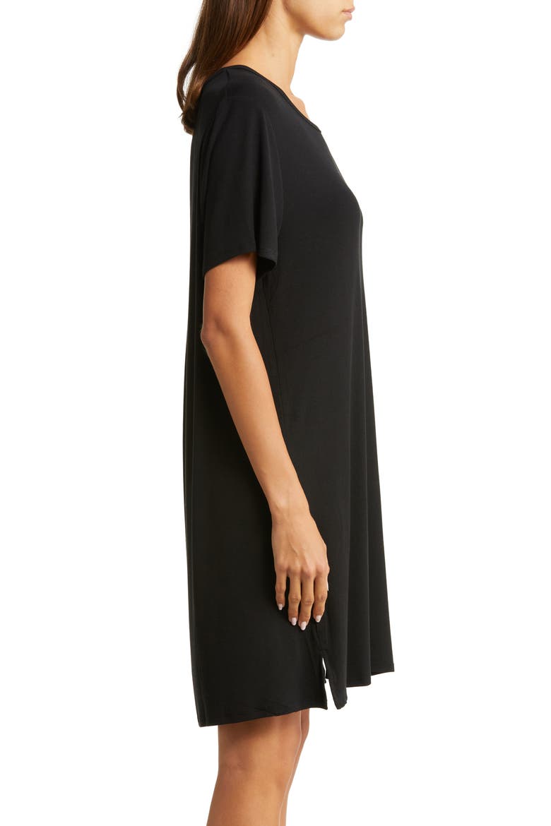 Rib Knit Nightshirt, Alternate, color, BLACK