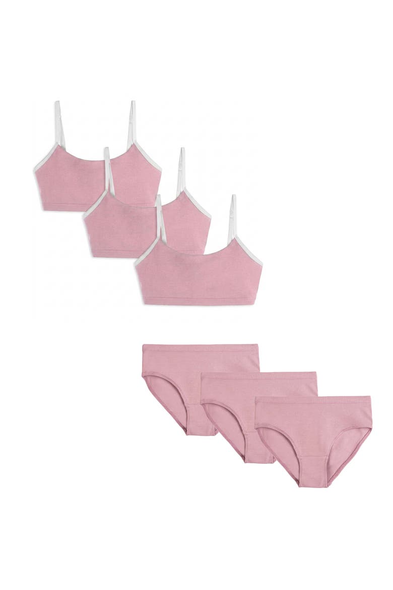 Bra & Underwear 6 Piece Set, Main, color, Ballet Pink