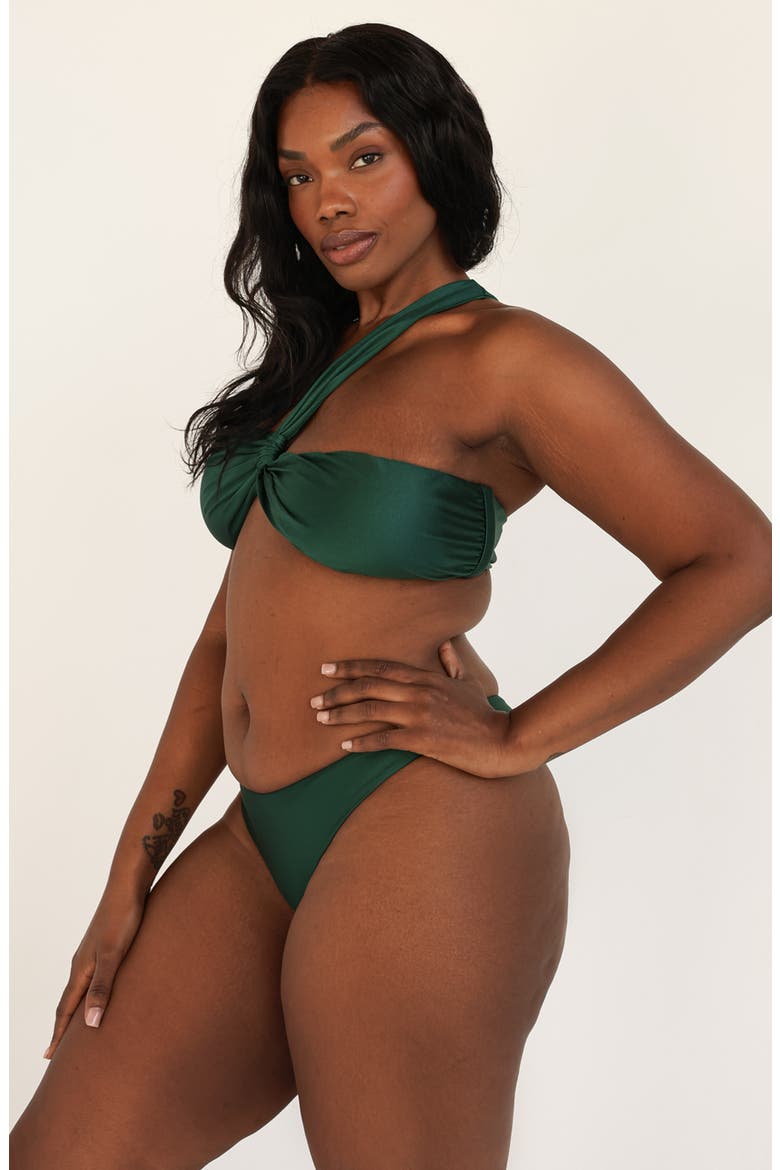 Frankie Asymmetrical Bandeau Bikini Top, Alternate, color, Hunter