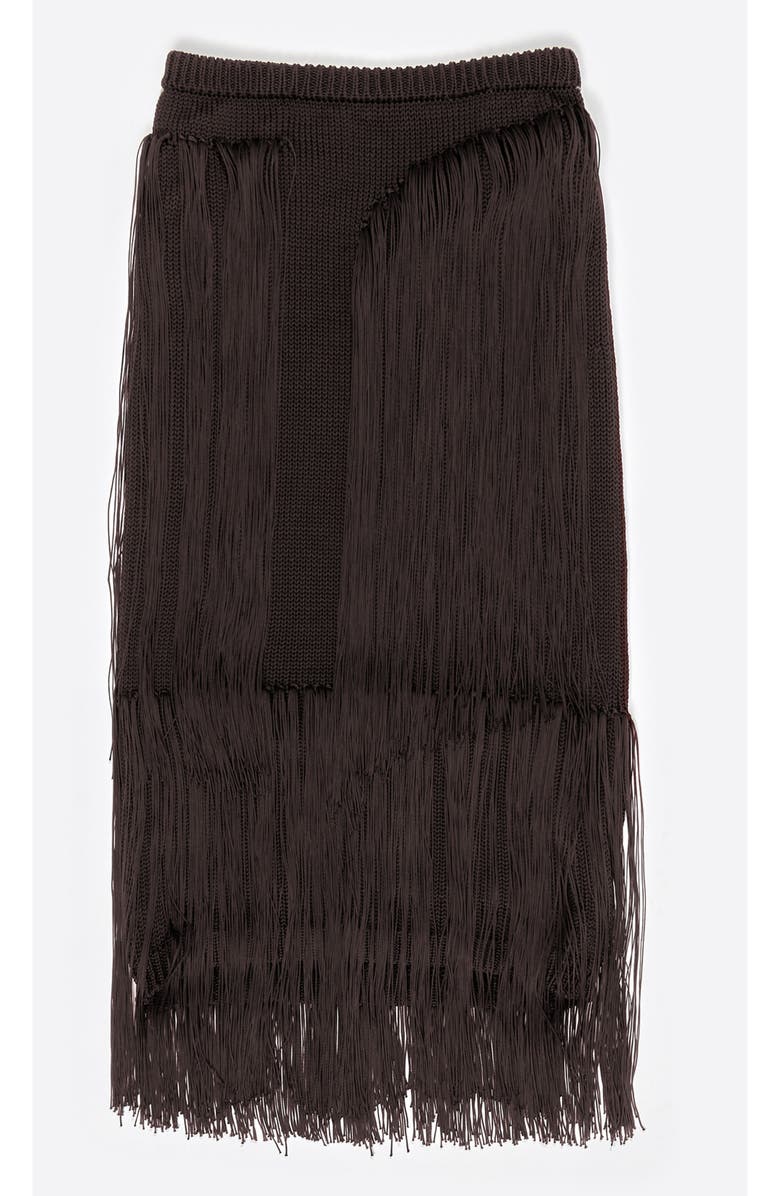 Bimba y Lola Fringed Knit Skirt, Alternate, color, Brown