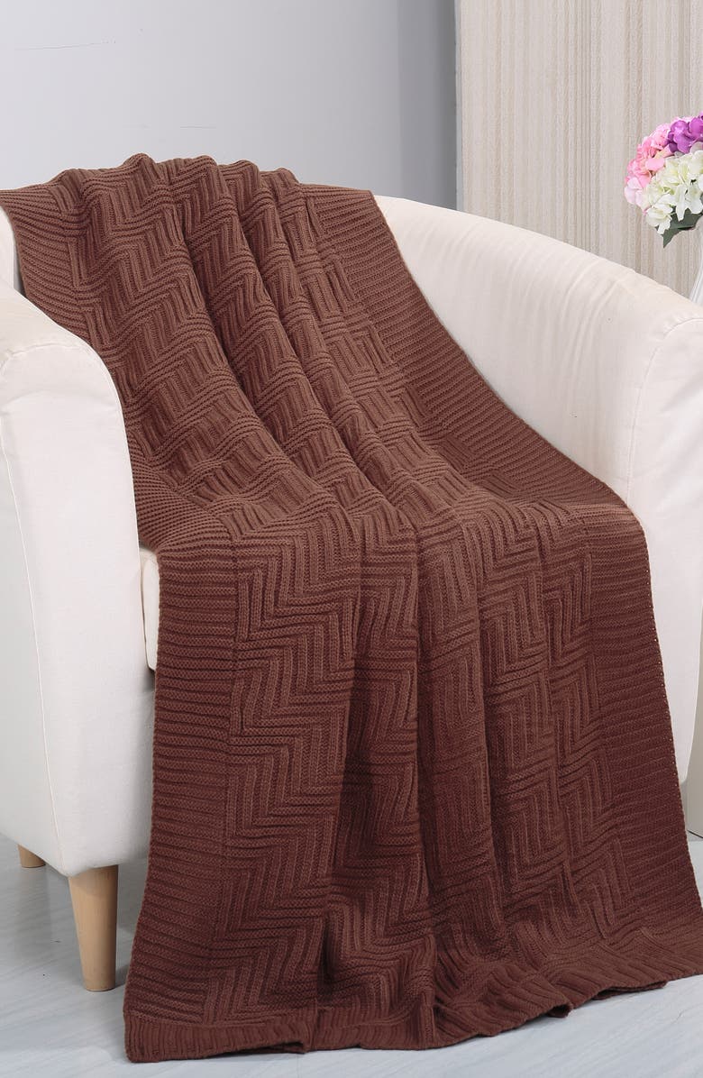 Luxury Home Chevron Knit Throw Blanket, Alternate, color,