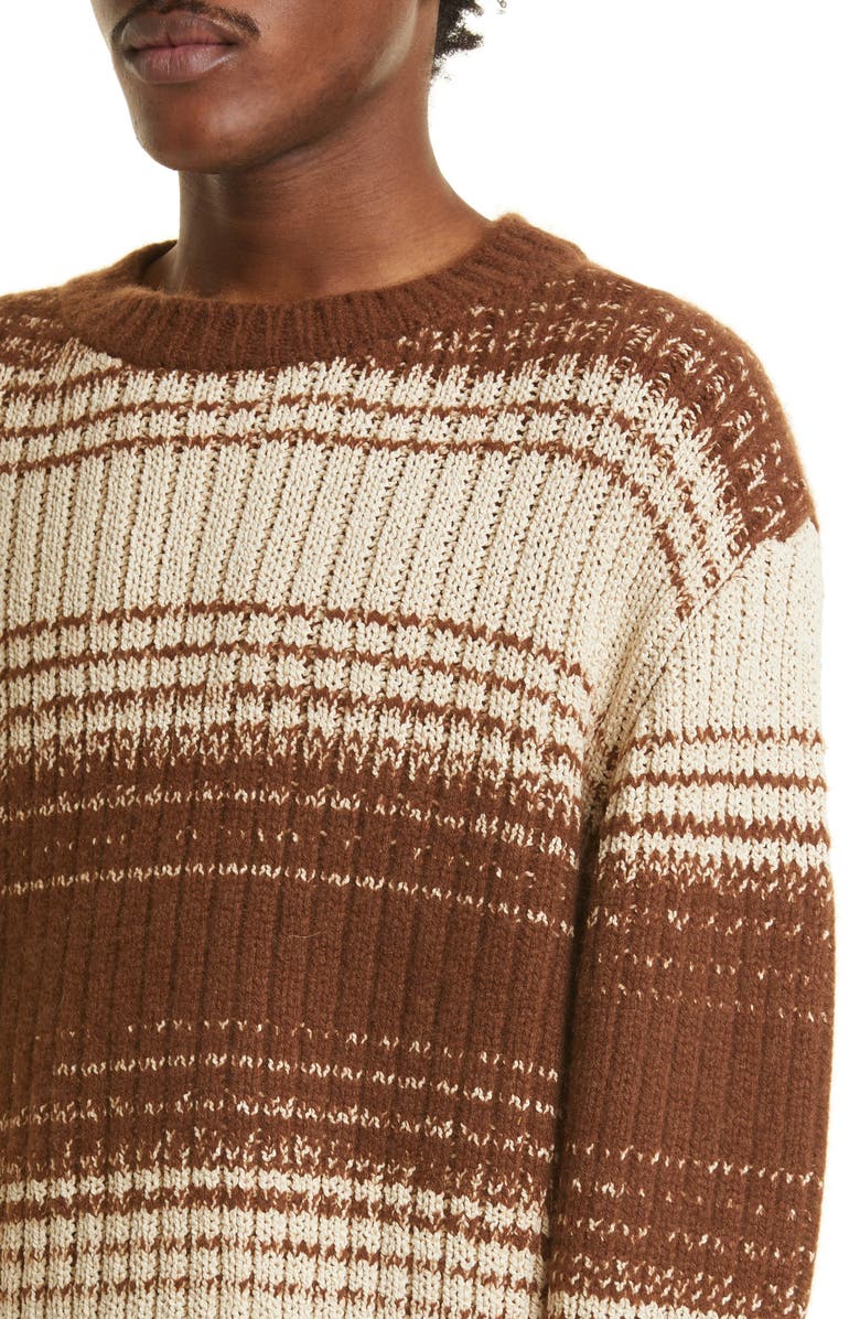 The Elder Statesman Ombré Stripe Cashmere & Cotton Rib Sweater, Alternate, color,