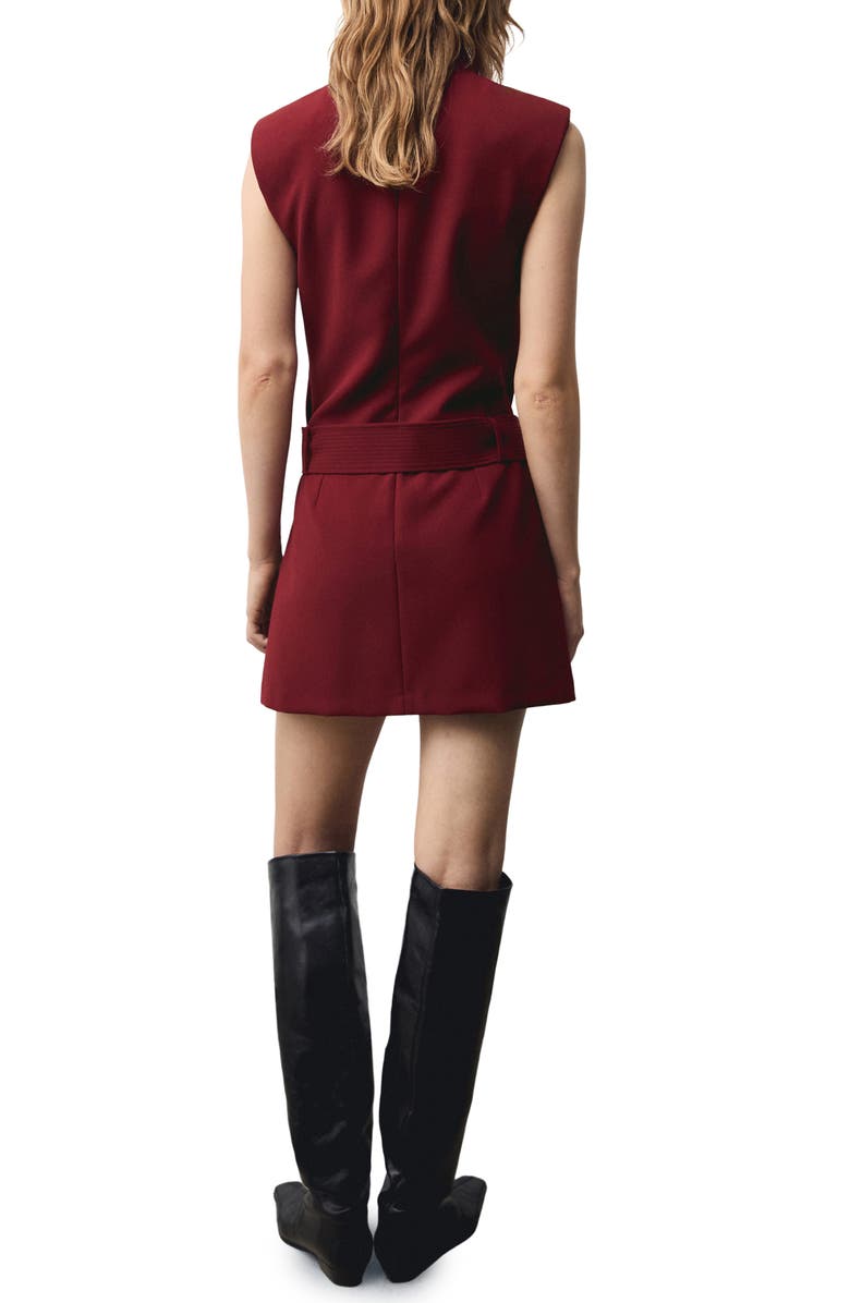 MANGO Sleeveless Belted Minidress, Alternate, color, Maroon