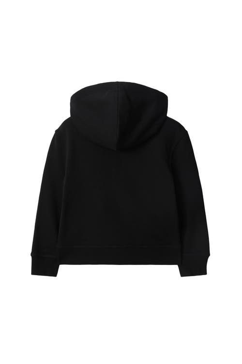 Shop Burberry Check Label Cotton Zip Hoodie In Black