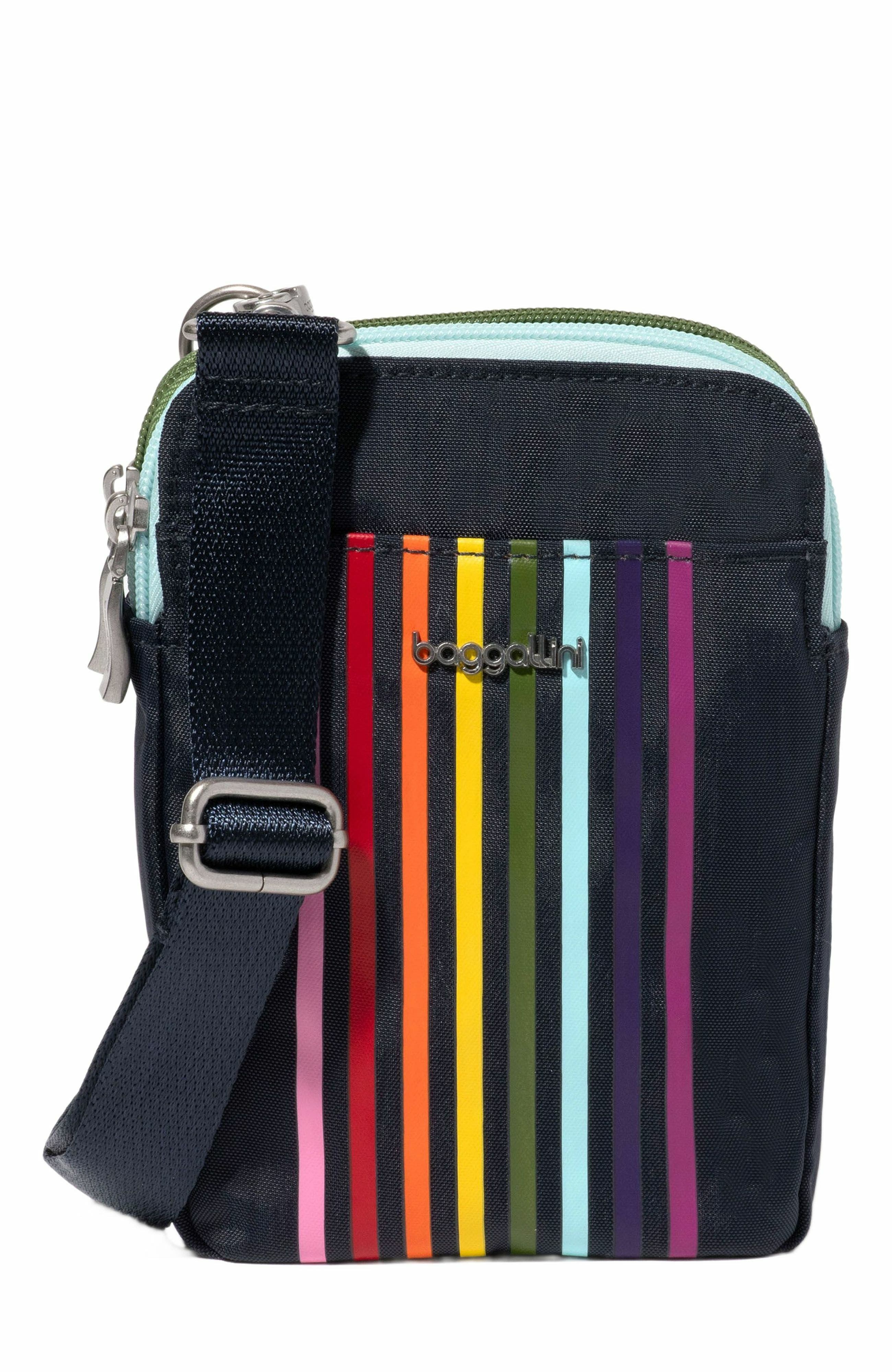 BAGGALLINI Modern Take Two RFID Crossbody Bag in Navy Rainbow 