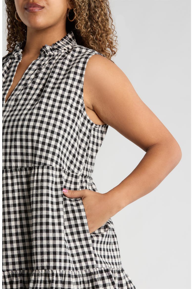 Plaid Gemmely Sleeveless Cotton Minidress, Alternate, color, BLACK-MULTI