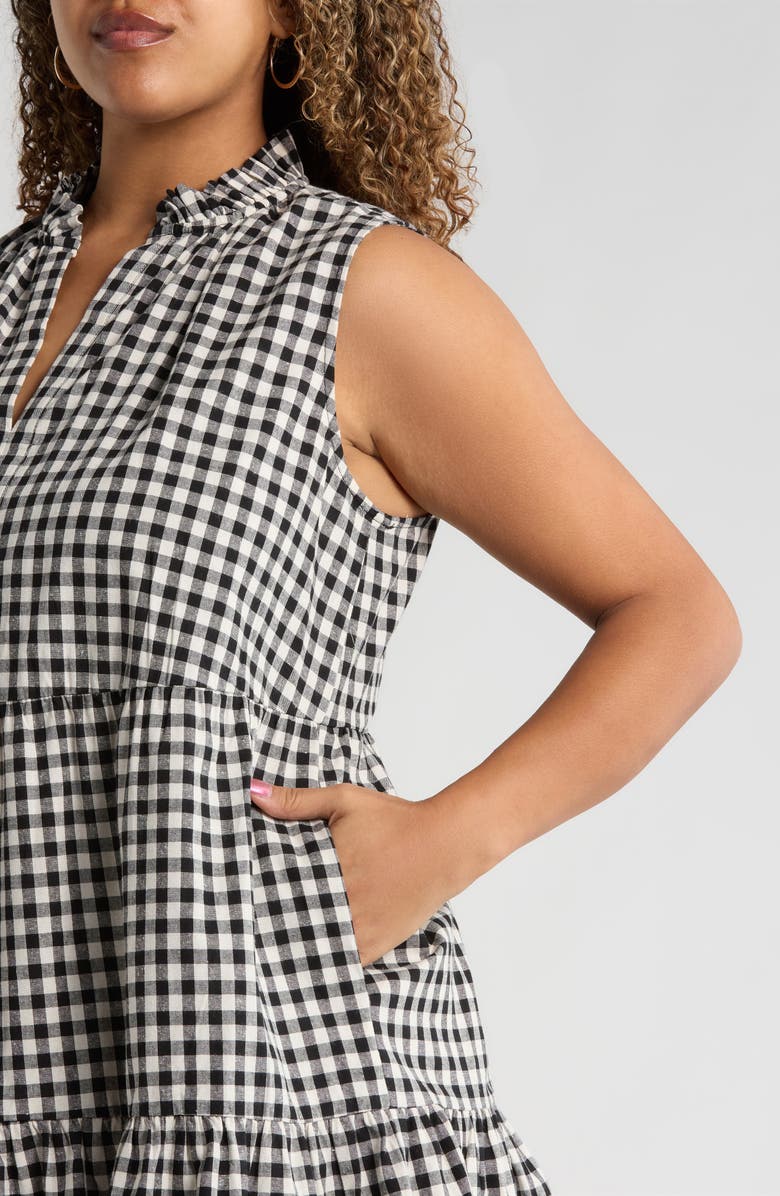 SUGARLIPS Plaid Gemmely Sleeveless Cotton Minidress, Alternate, color, Black-Multi