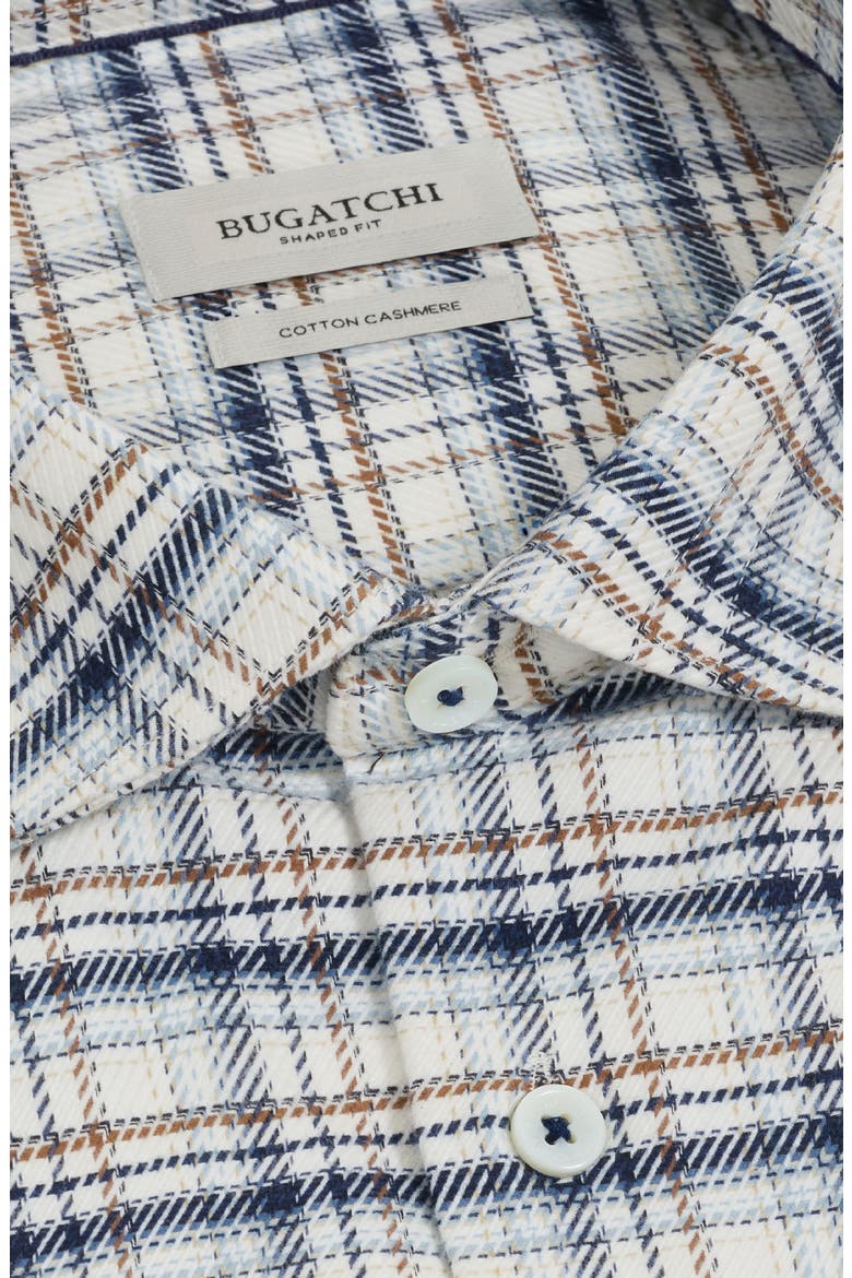 Axel Shaped Fit Plaid Cotton & Cashmere Button-Up Shirt, Alternate, color, MARINE BLUE