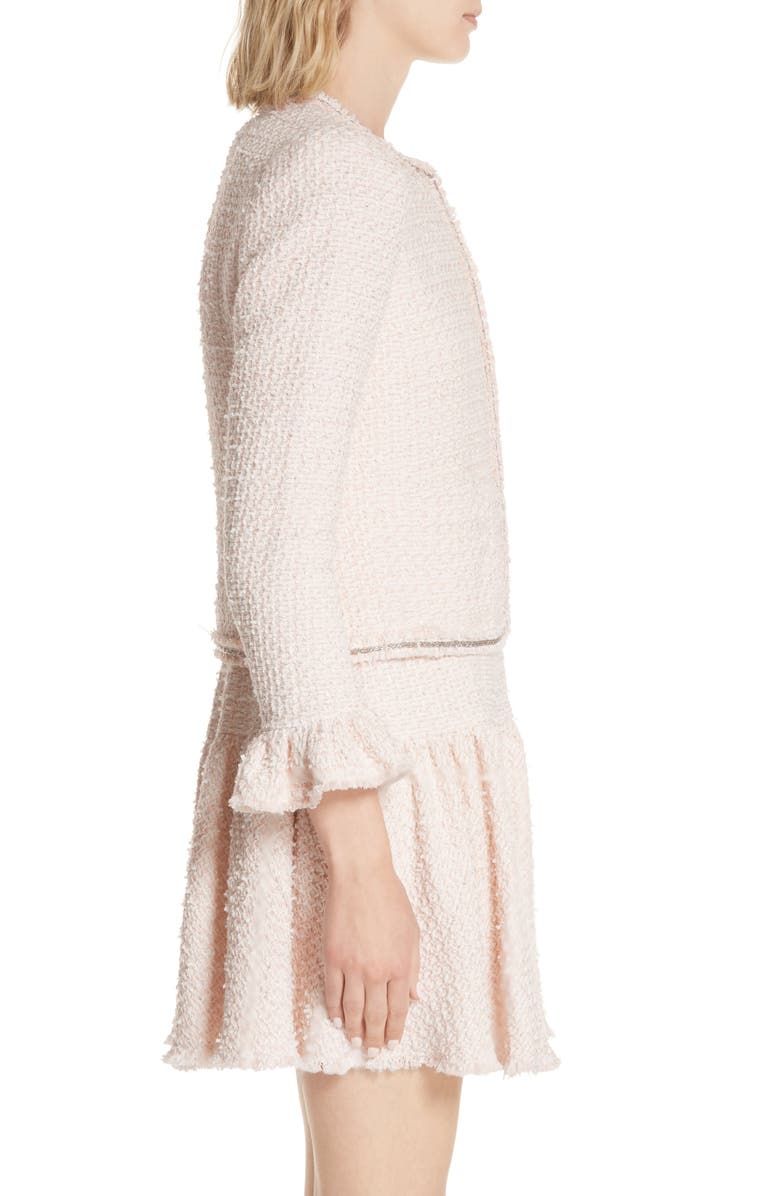 Rebecca Taylor Ruffle Sleeve Tweed Jacket, Alternate, color, 