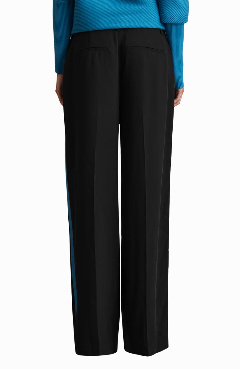 Reiss Isla Side Stripe Wide Leg Pants, Alternate, color, Black