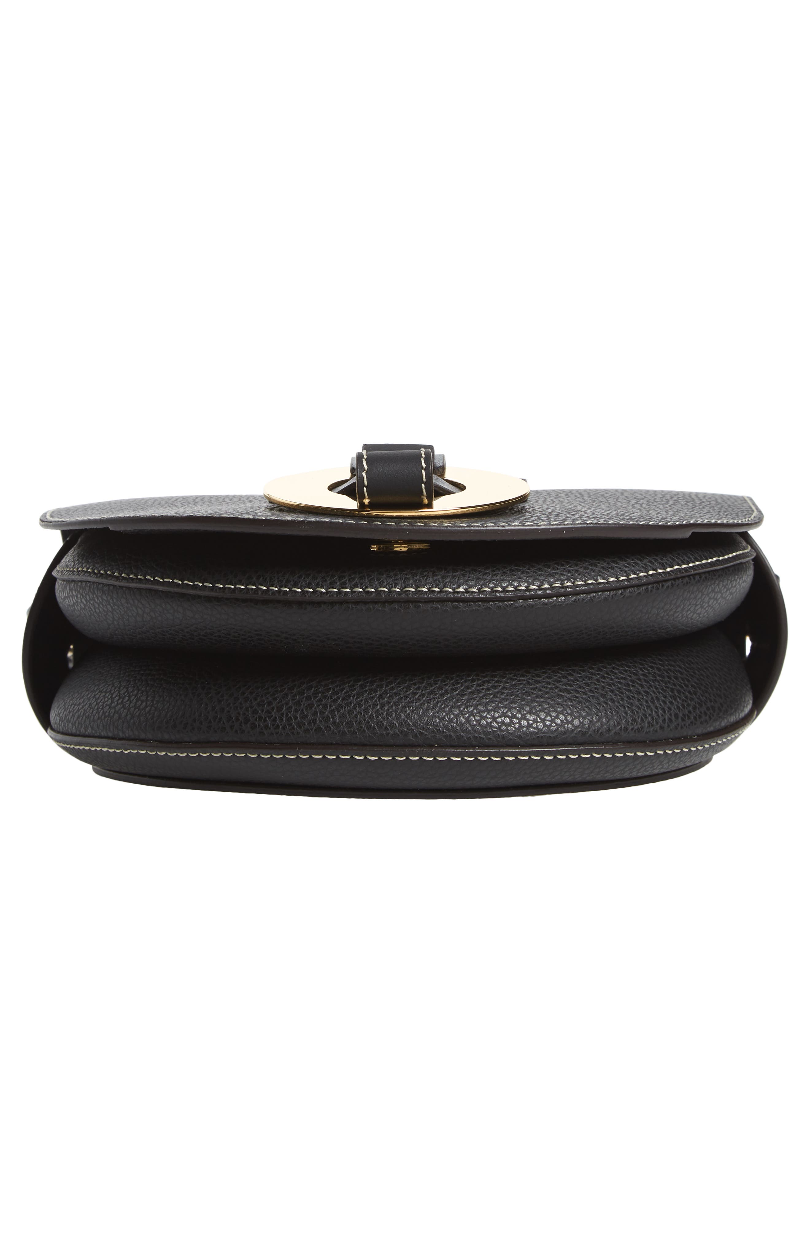 Darryl Leather Crossbody Saddle Bag, Alternate, color, BLACK