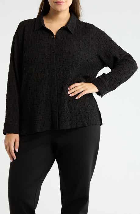 Slim Organic Cotton Blend Knit Button-Up Shirt