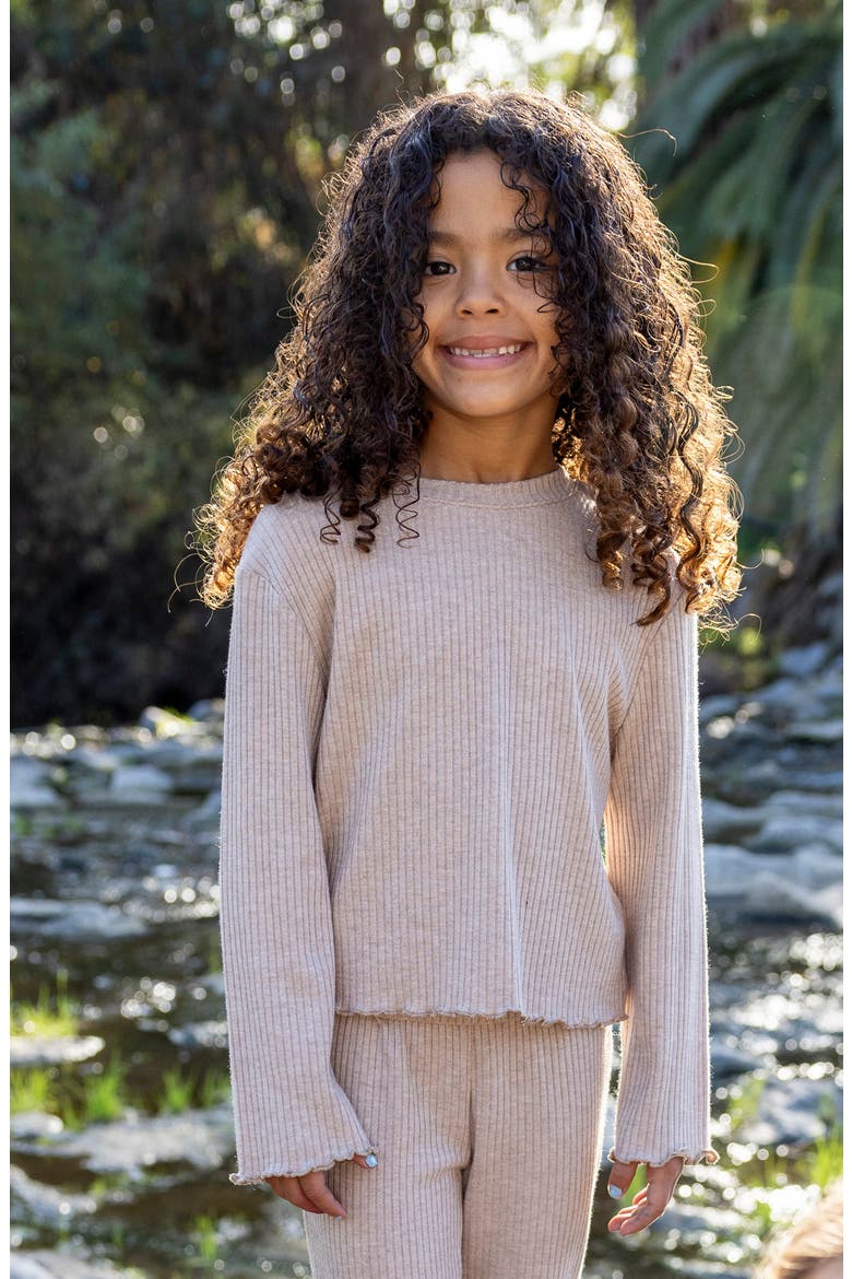 Kids' Ruby Long Sleeve Rib Top, Alternate, color, COCOA