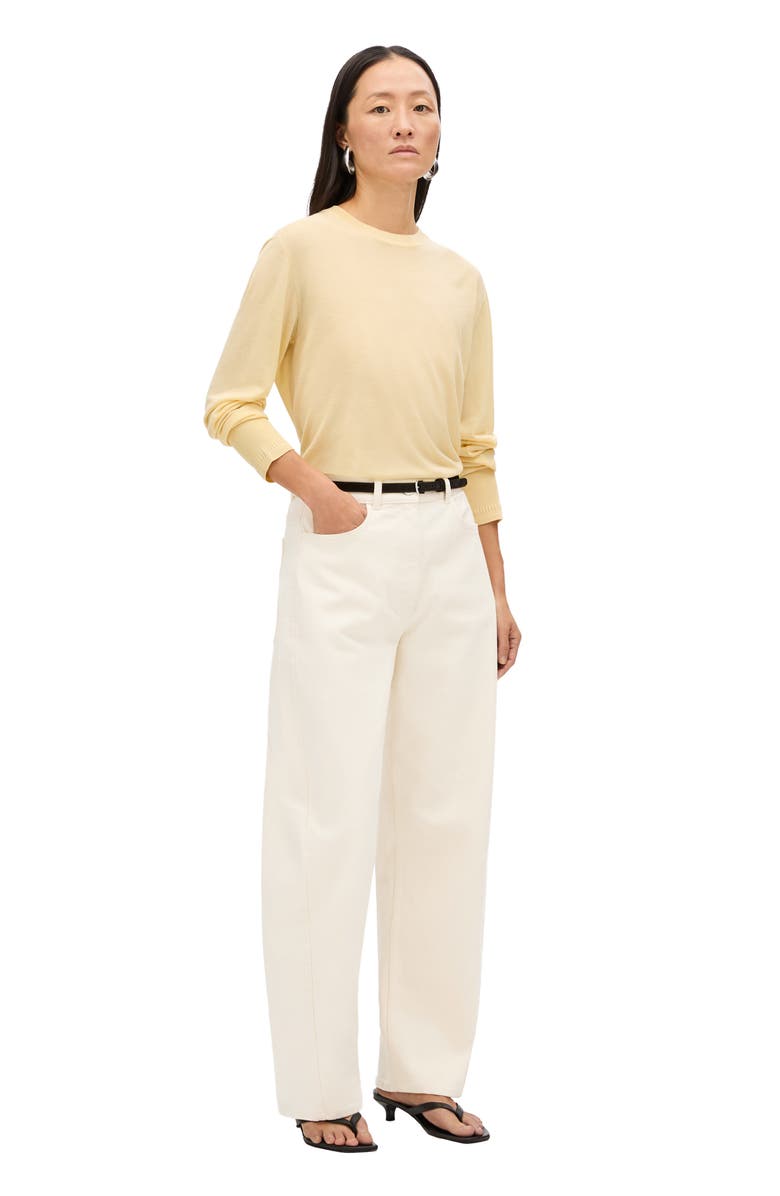 Another Tomorrow Denim Curved Pant, Alternate, color, Ecru