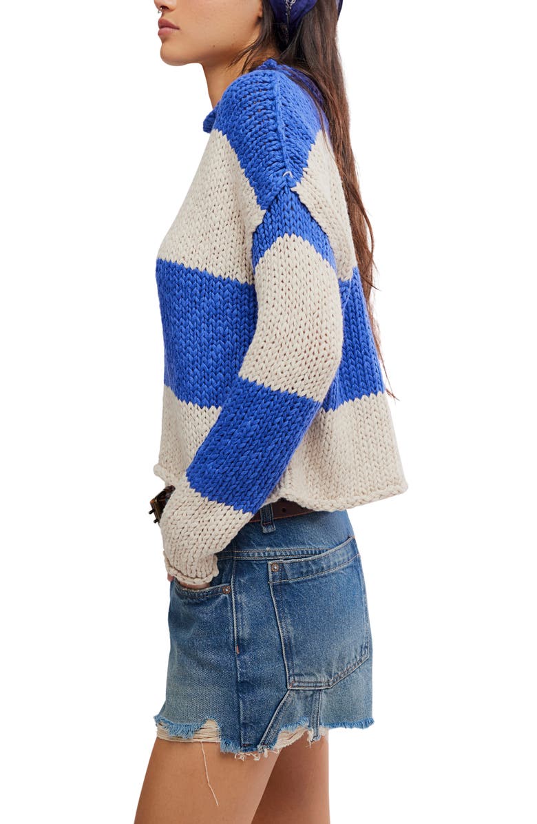 Free People Rugby Stripe Sweater, Alternate, color, Blue