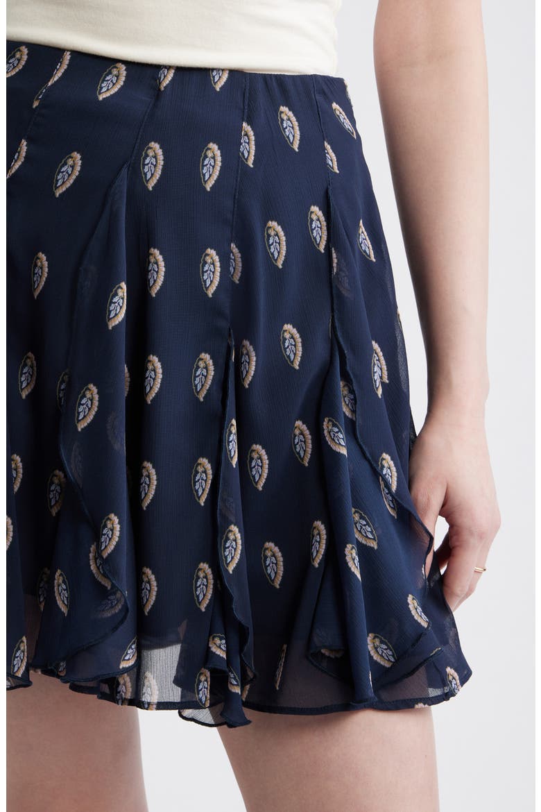 Vertical Ruffle Miniskirt, Alternate, color, NAVY MINI FOULARD