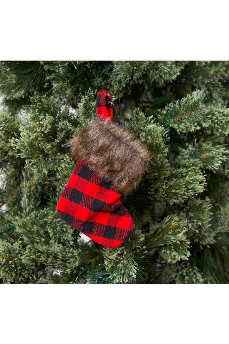 Buffalo Check Stocking Ornament, Alternate, color, Red