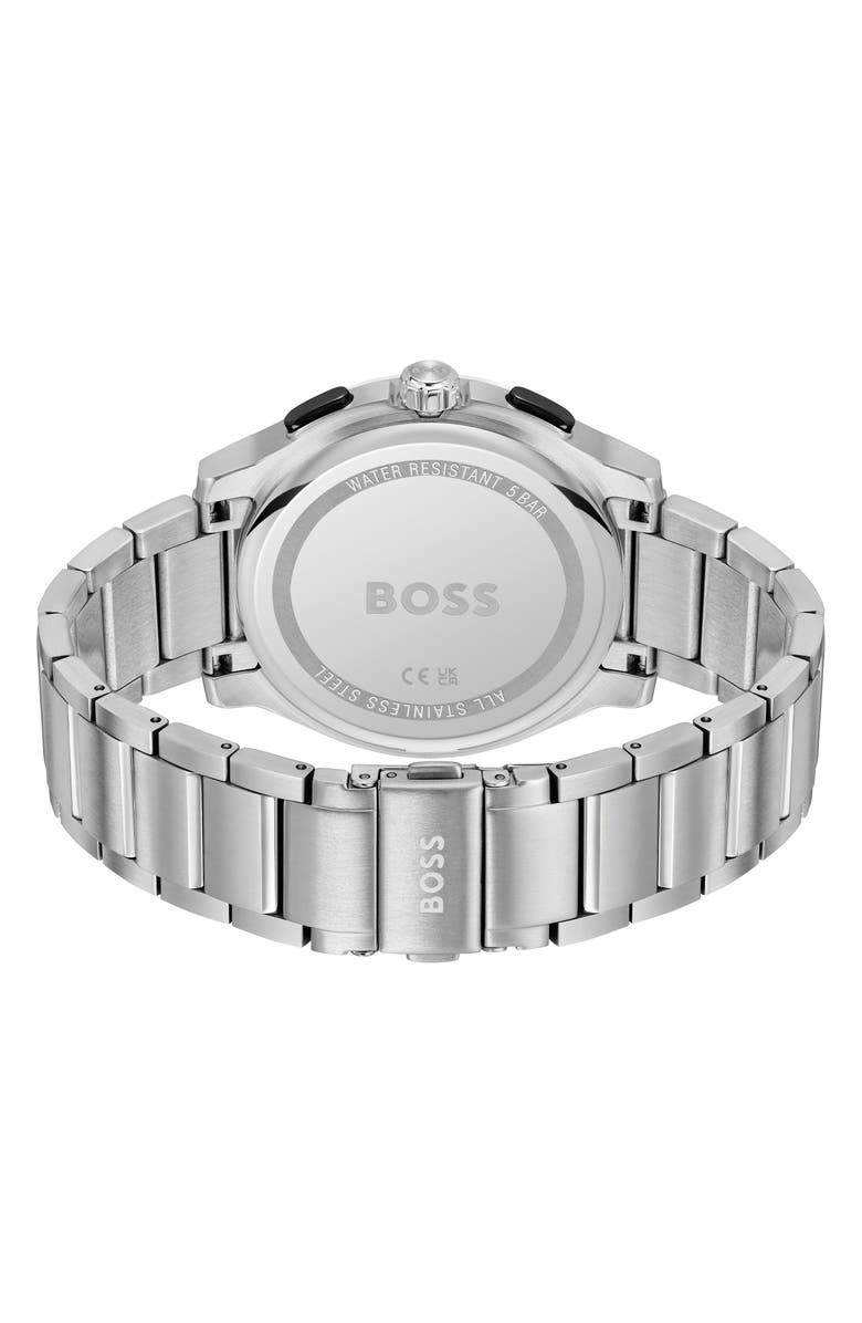 BOSS Peak 2.0 Chronograph Bracelet Watch, 45mm, Alternate, color, Silver/ Black