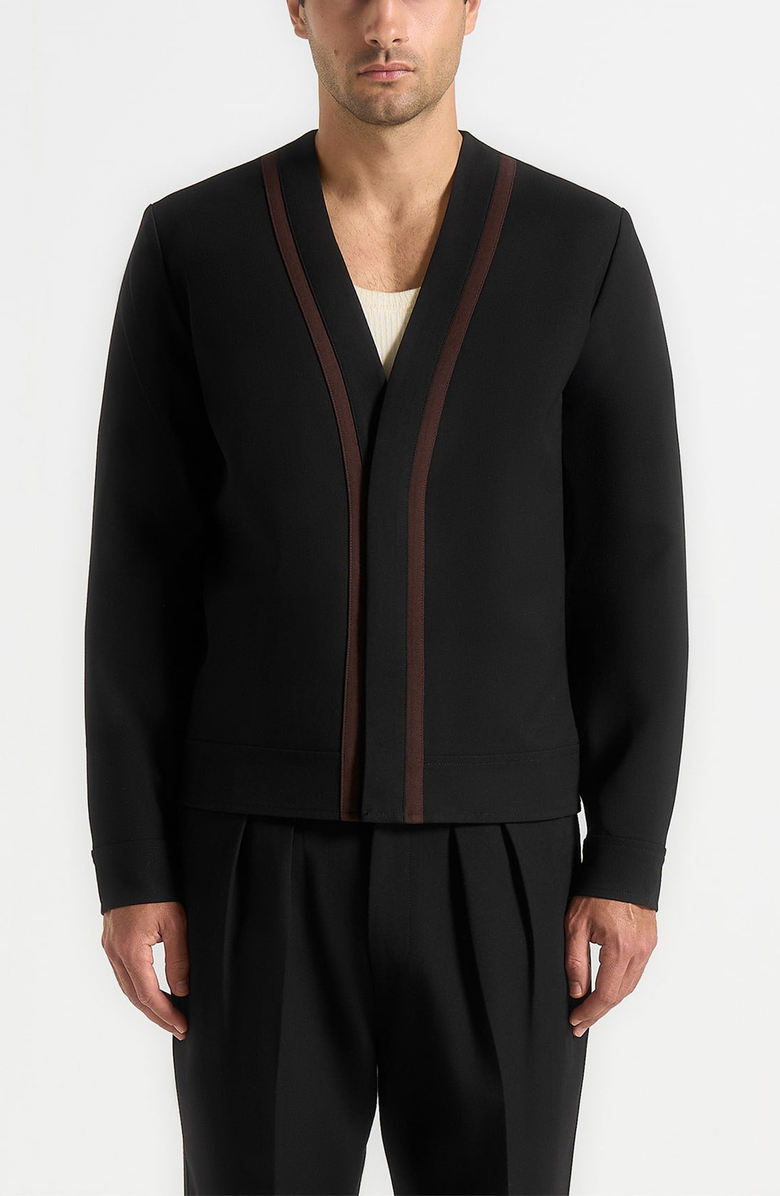 Manière De Voir Alain Tailored Cardigan With Contrast Placket, Alternate, color, Black
