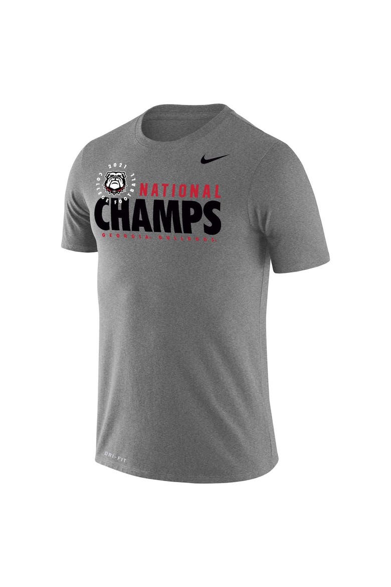 Men's Nike Heathered Gray Georgia Bulldogs College Football Playoff 2021 National Champions Stack Performance T-Shirt, Alternate, color, Heather Gray