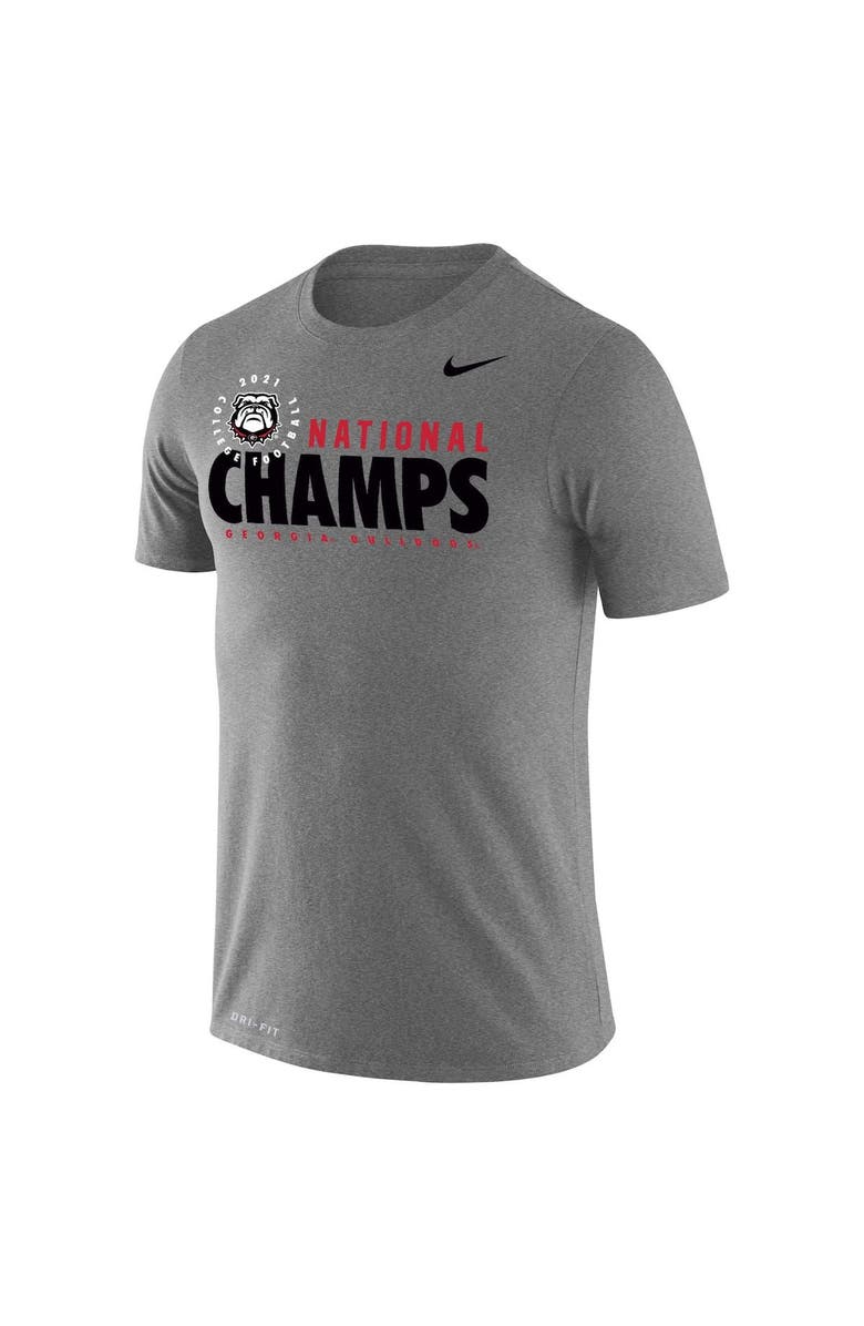 Nike Men's Nike Heathered Gray Georgia Bulldogs College Football Playoff 2021 National Champions Stack Performance T-Shirt, Alternate, color, 
