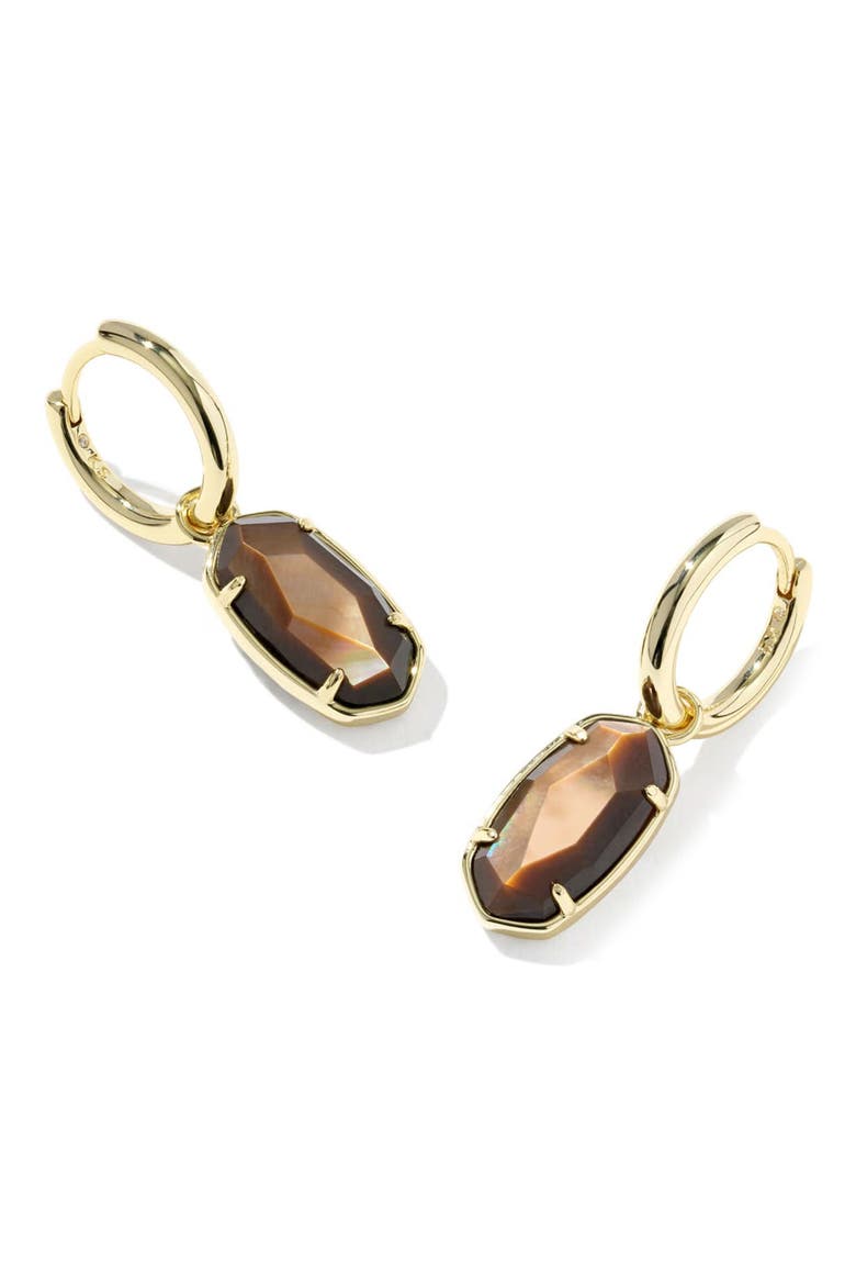 Elle Huggie Hoop Earrings, Main, color, GOLD BROWN MOTHER OF PEARL