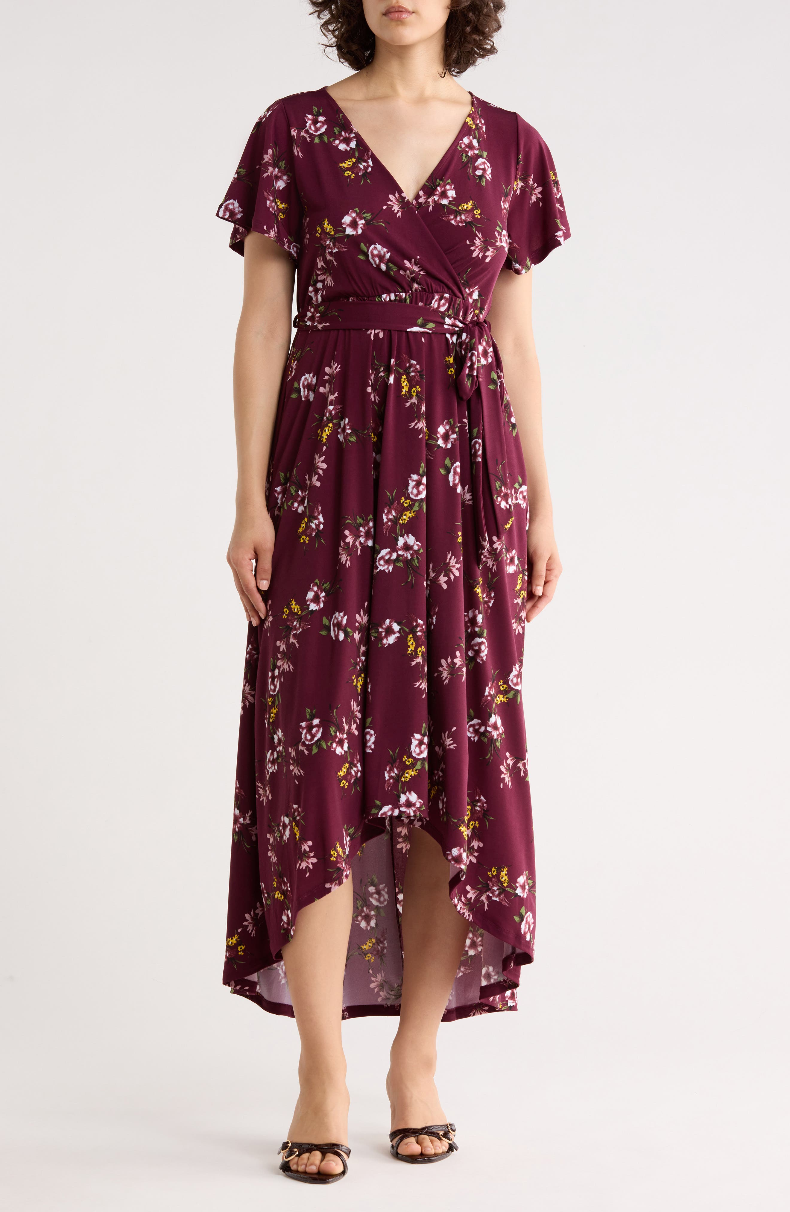 WEST K Flutter Sleeve High-Low Dress