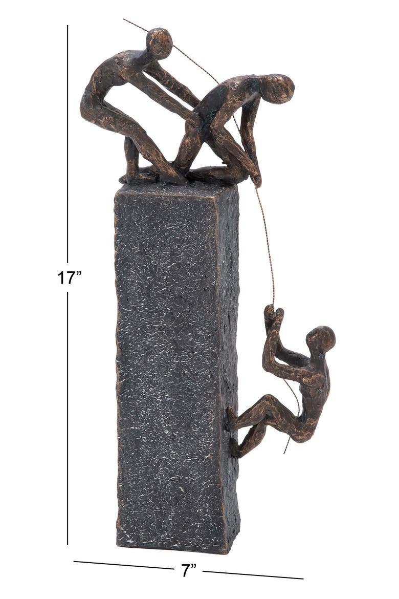 Gray Polystone Climbing People Sculpture, Alternate, color, GREY