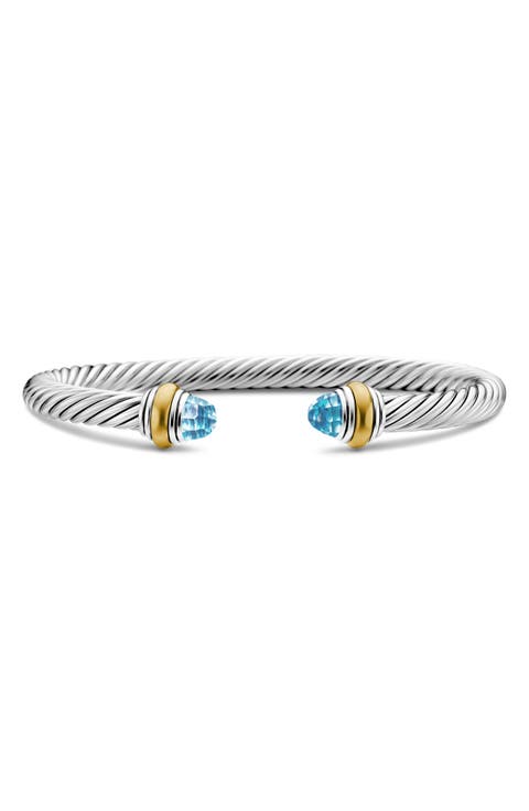 Classic Cable Bracelet in Sterling Silver with 14K Yellow Gold, 5mm