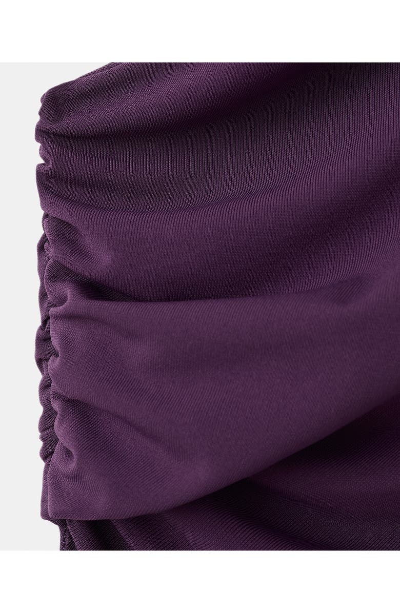 MANGO One-Shoulder Ruched Jersey Dress, Alternate, color, Purple