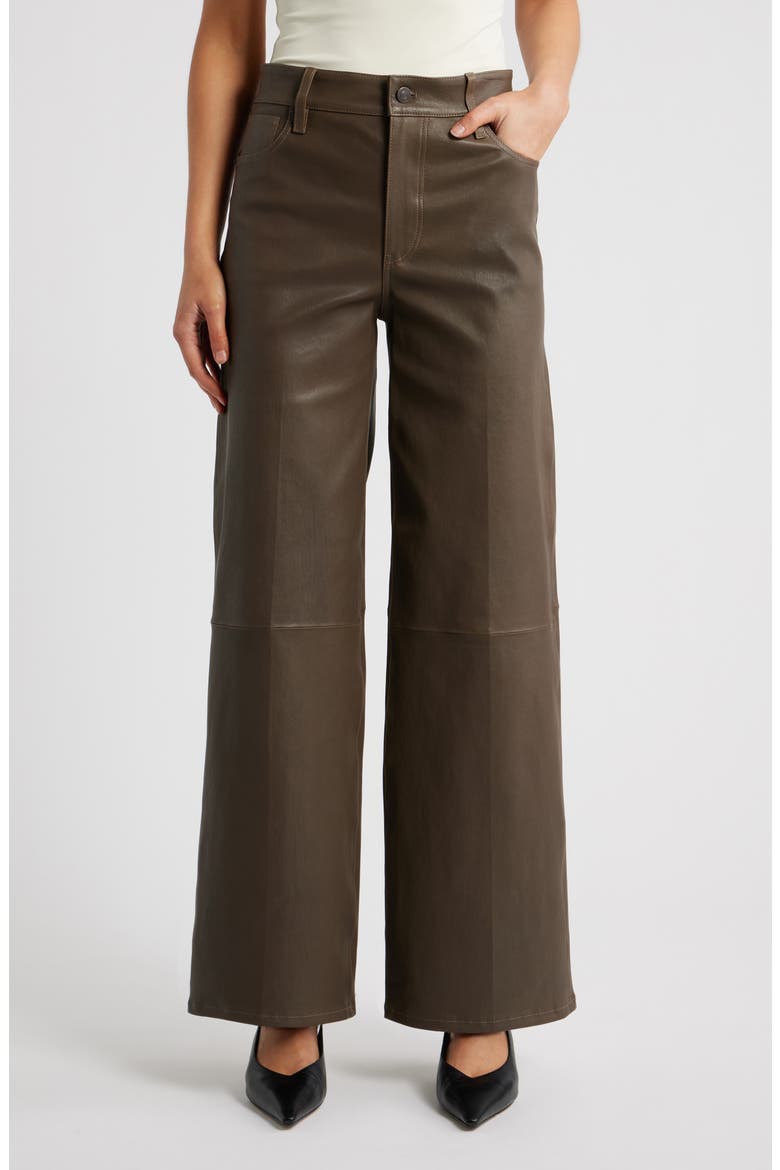 Le Slim Palazzo Leather Pants, Main, color, CORK
