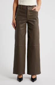 FRAME Le Slim Palazzo Leather Pants